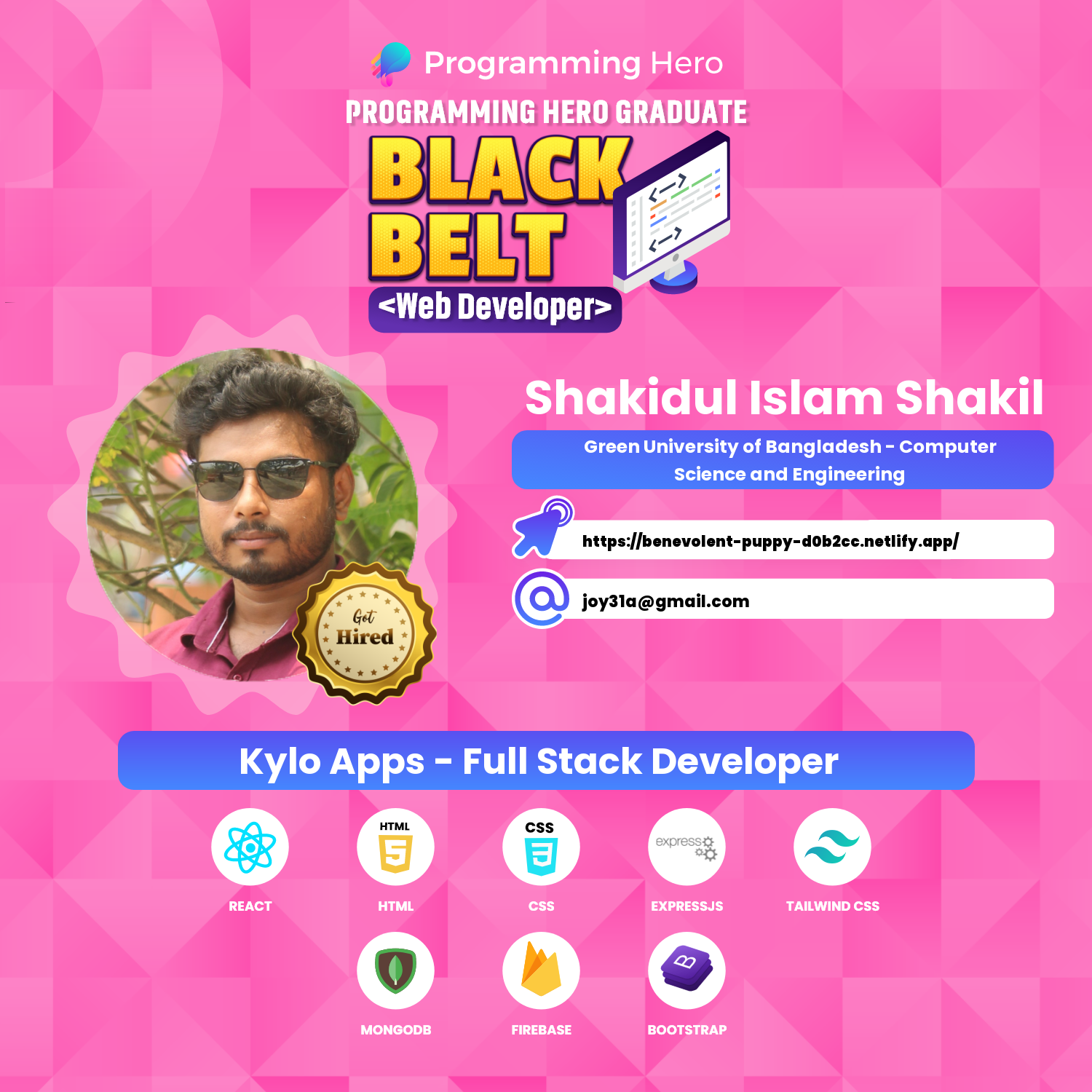 Programming Hero Black Belt Certificate